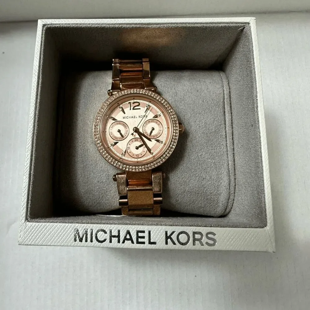 Michael Kors Mini Parker Rose Gold Watch - MK6352 EUC - Battery Replaced -A709